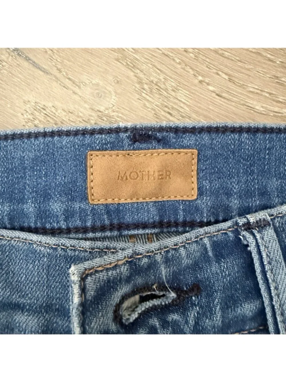 Mother Jeans Size 26 Cropped Raw Hem Blue Denim Cotton Spandex - Picture 5 of 8